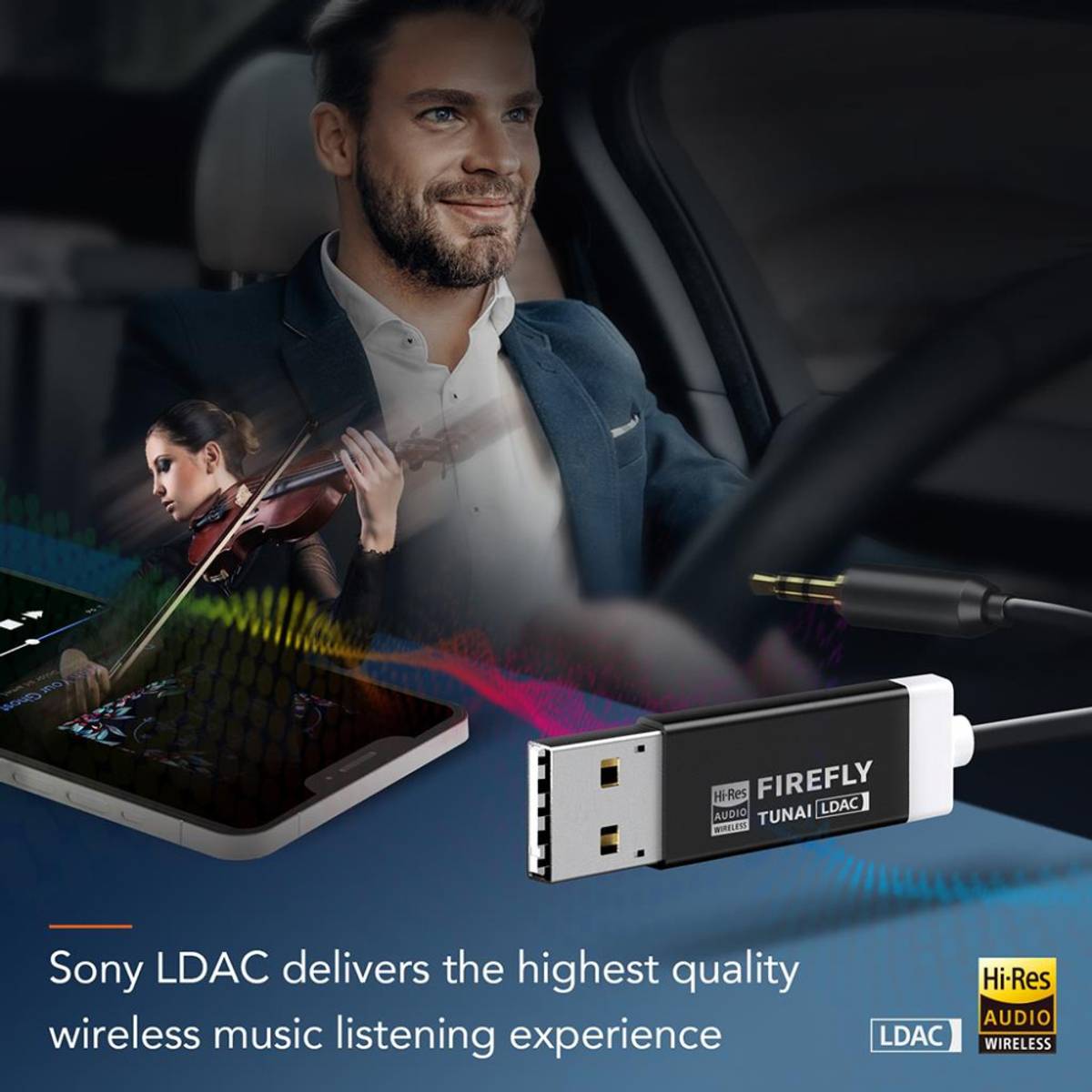 Firefly LDAC Bluetooth-adapter for bil